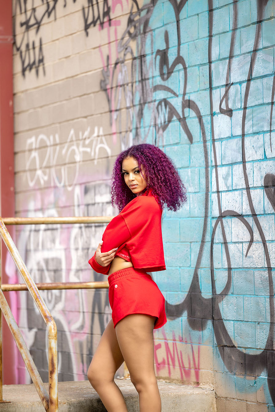 Cheeky Short Set - Red - Amira Fit