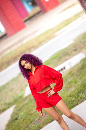 Cheeky Short Set - Red - Amira Fit