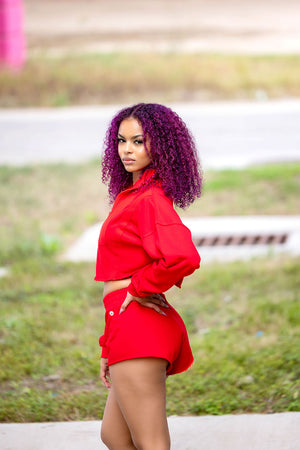 Cheeky Short Set - Red - Amira Fit