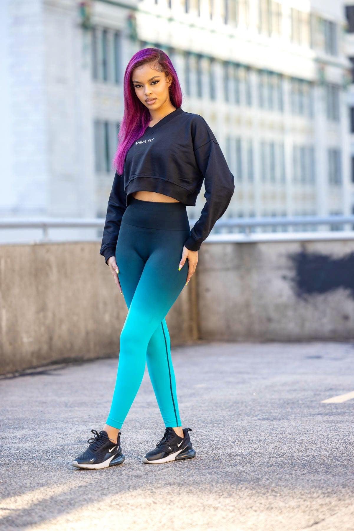 Jazmine Crop Sweatshirt (black) - Amira Fit