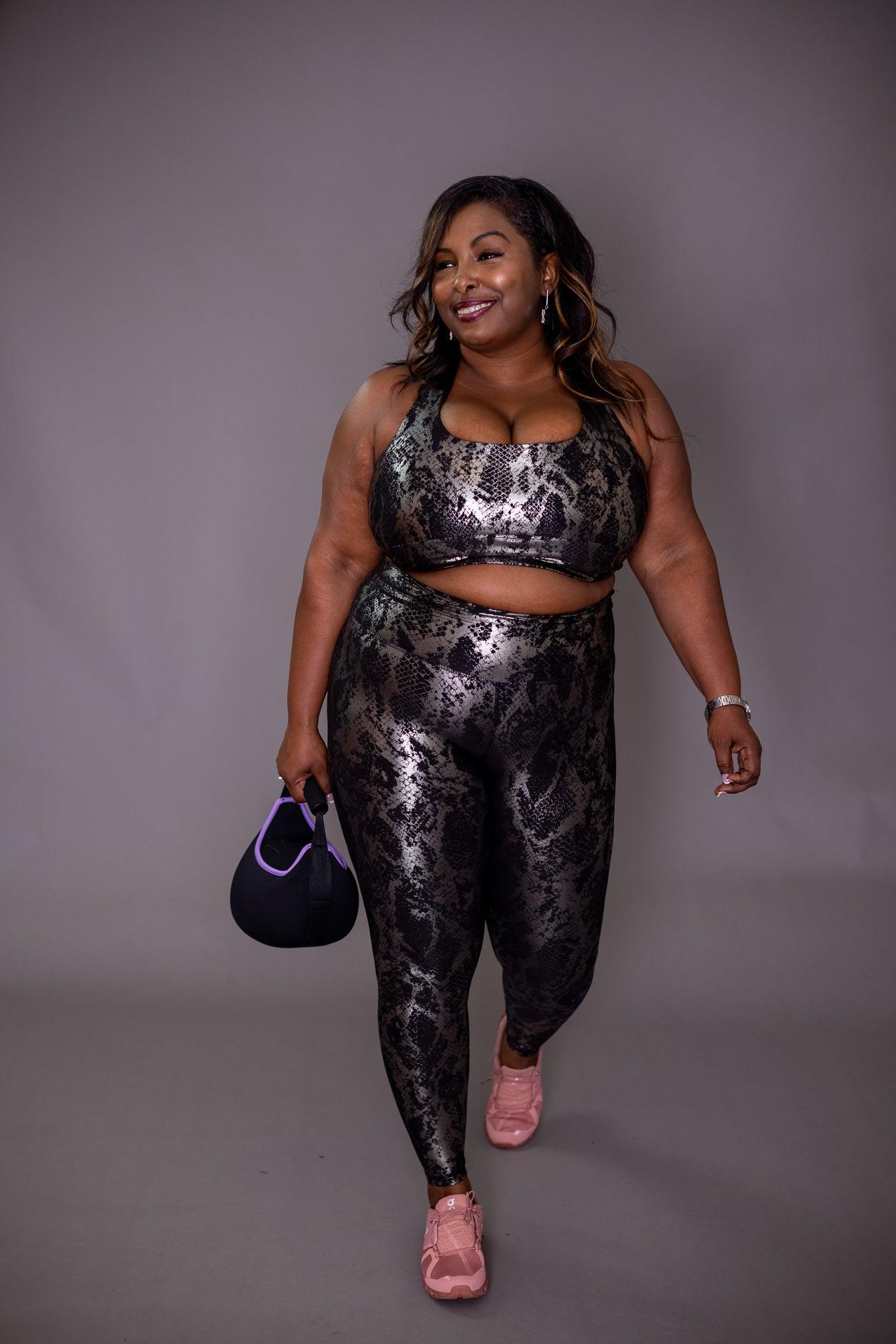 Get Me Bodied High Waist Leggings Set (Black/Silver) – Amira Fit