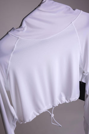 Breeze Mesh Cropped Hoodie Top - White - Amira Fit