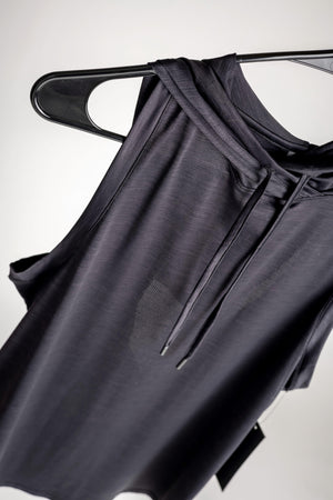 Breeze Mesh Hoodie Tank - Black - Amira Fit