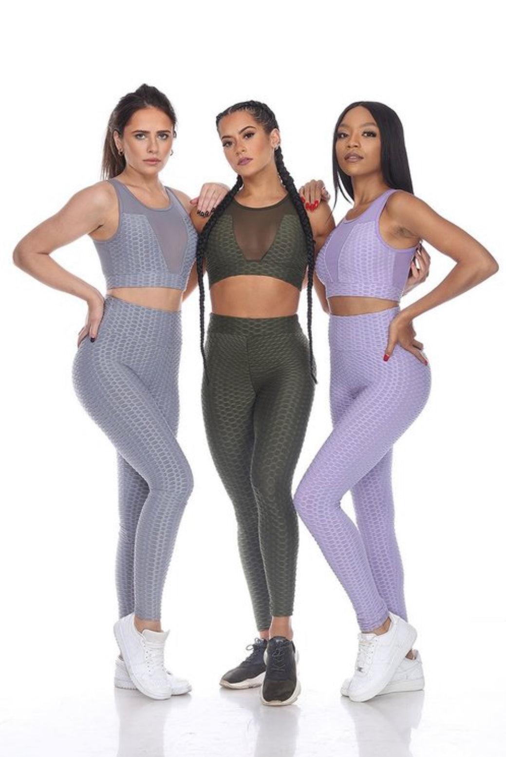 Honeycomb Leggings - Silver - Amira Fit