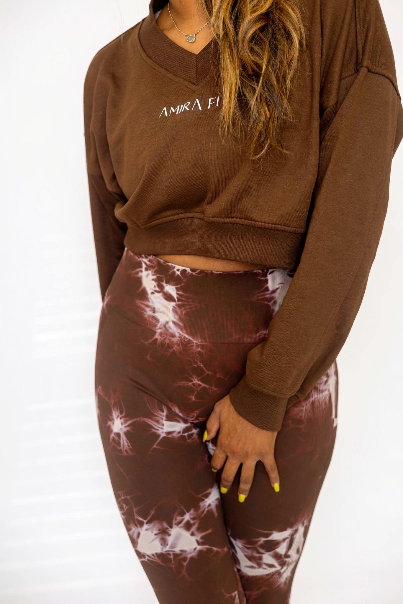 Jazmine Crop Sweatshirt (brown) - Amira Fit